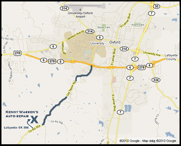 directions to Kenny Warren Auto Repair